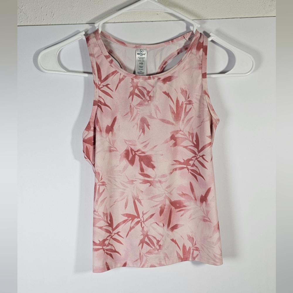 Leaf Print Pink Tank Top